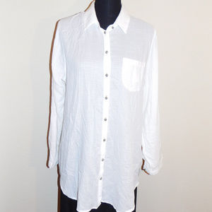 Large Soft Surroundings White Watercolor Top EUC
